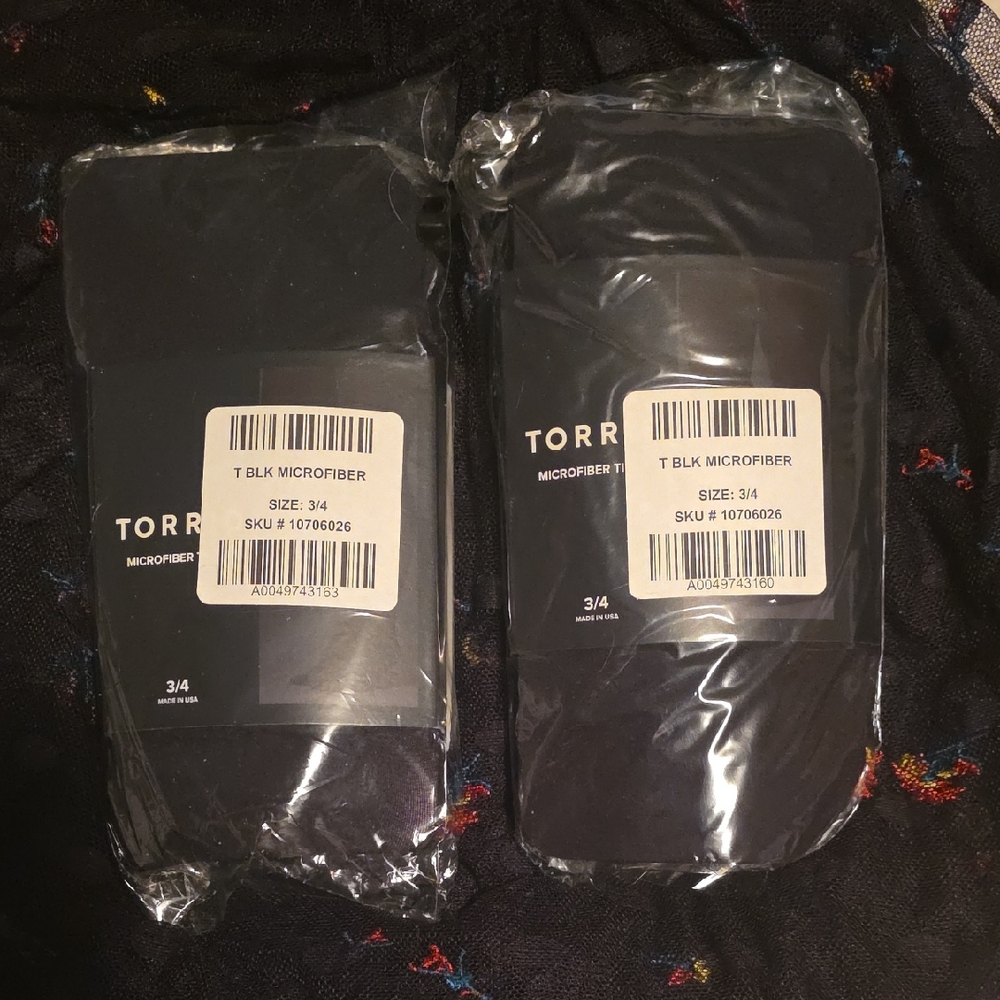 NWT Torrid Size 3/4 Black Microfiber Tights Set Of 2